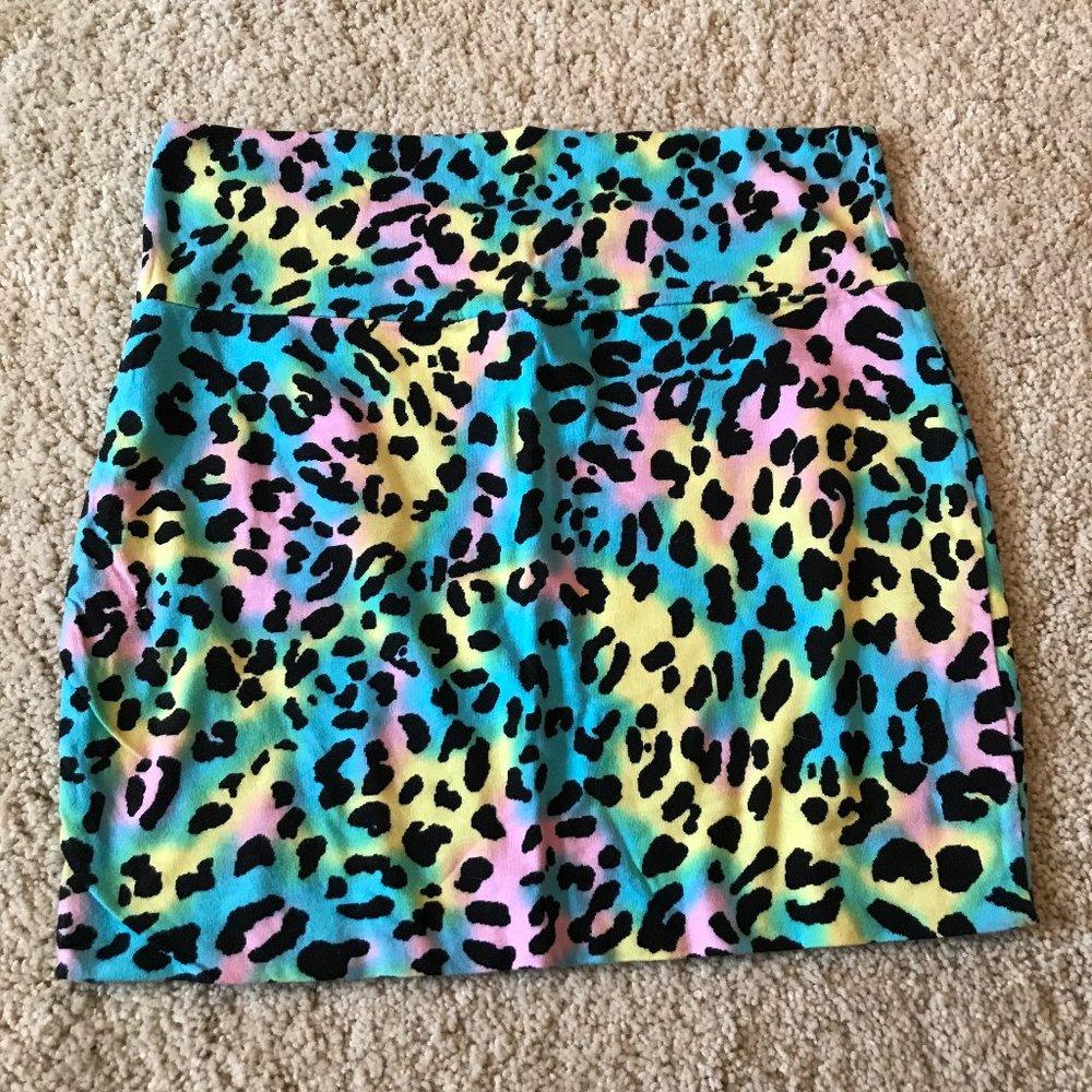 Wet Seal Cotton Candy colored Cheetah Print Skirt